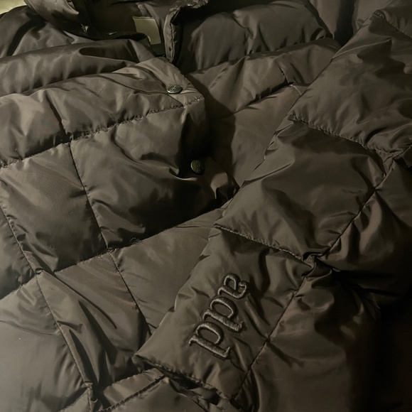 Add Dark Gray Quilted Down Puffer Jacket Coat Snap Closure - Picture 3 of 11